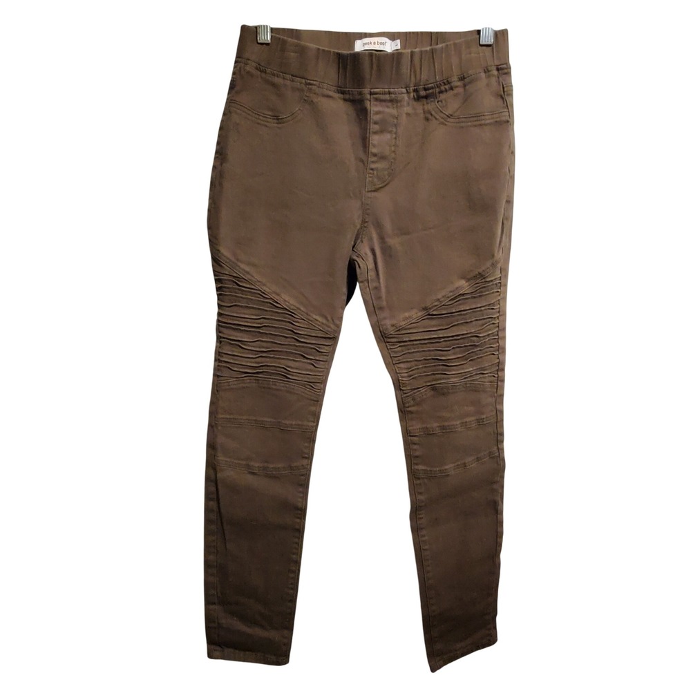 Peek a Boot  Green Moto Biker Style Jeggings Pants Women's Large